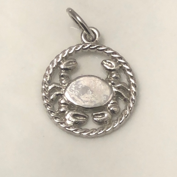 Cancer crab zodiac sterling silver vintage pendant charm - Picture 1 of 4